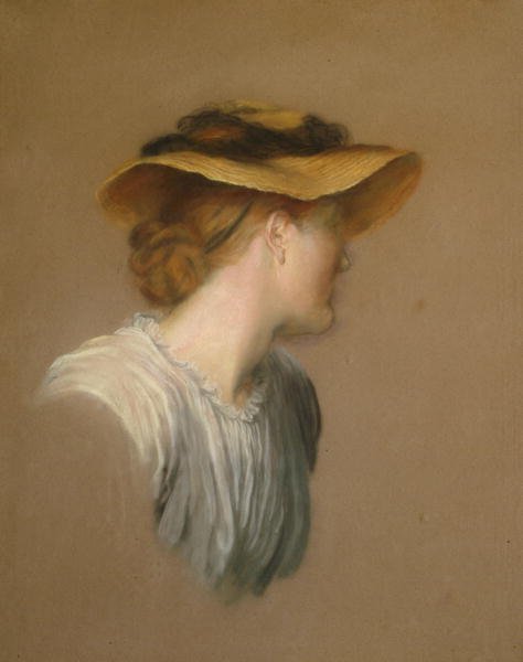 Mrs G. F. Watts in a straw hat, 1887