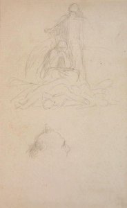 Studies of Death and the Resurrection, and a Head of a Man, c.1860