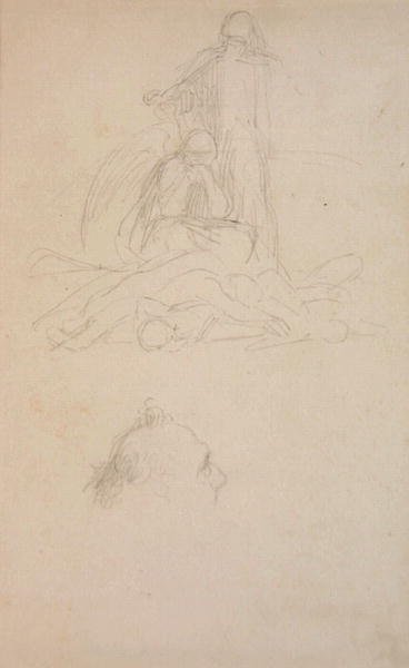 Studies of Death and the Resurrection, and a Head of a Man, c.1860