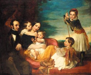 Alexander Constantine Ionides And His Wife Euterpe, With Their Children Constantine Alexander, Aglaia, Luke And Alecco